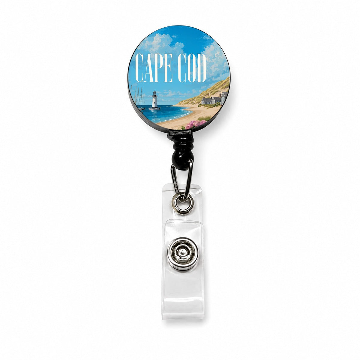 Cape Cod Massachusetts Travel Retractable ID Key Card Name Tag Badge Holder with Clip