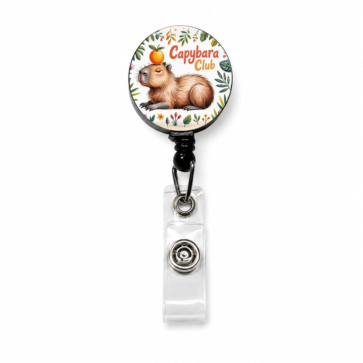 Capybara Club Whimsical Retractable ID Key Card Name Tag Badge Holder with Clip
