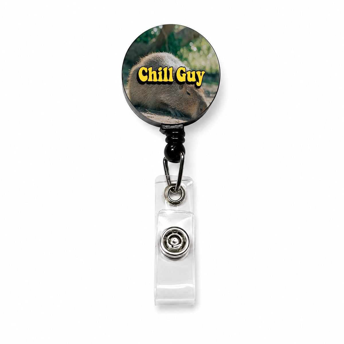 Chill Guy Capybara Funny Retractable ID Key Card Name Tag Badge Holder with Clip