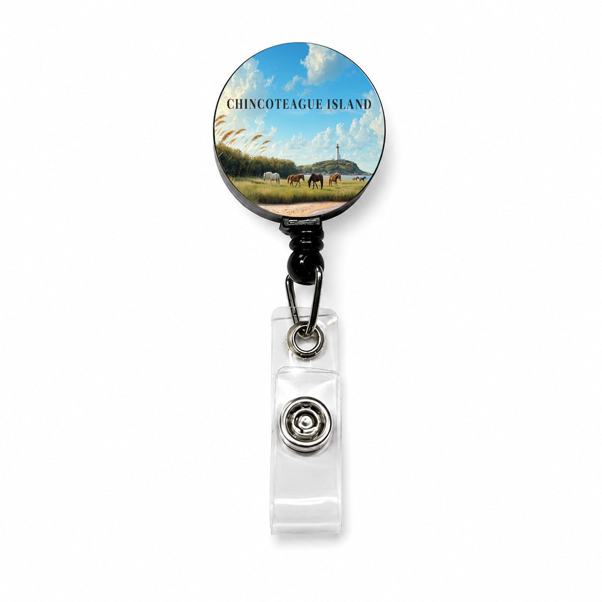 Chincoteague Island Virginia Travel Retractable ID Key Card Name Tag Badge Holder with Clip