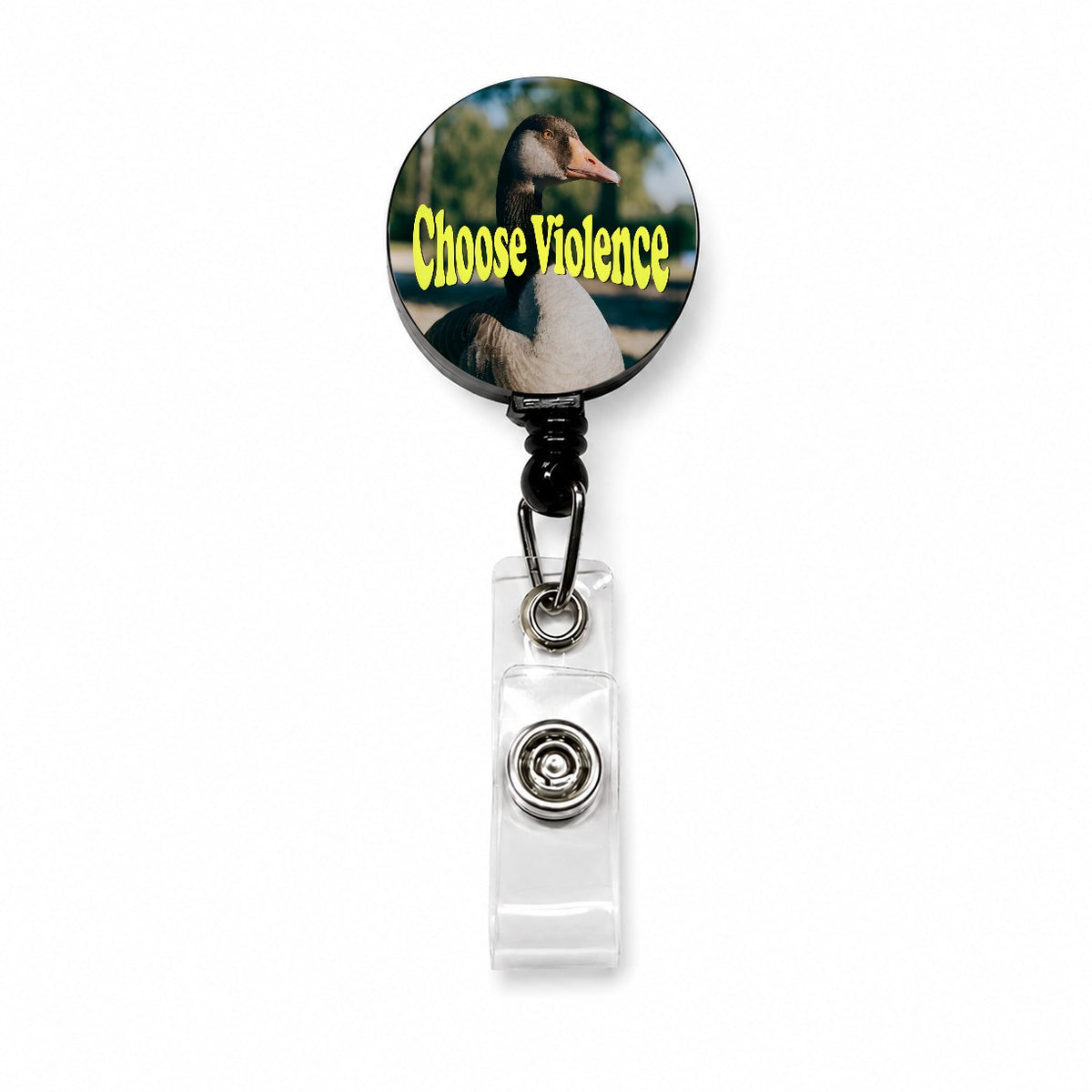 Choose Violence Goose Funny Retractable ID Key Card Name Tag Badge Holder with Clip