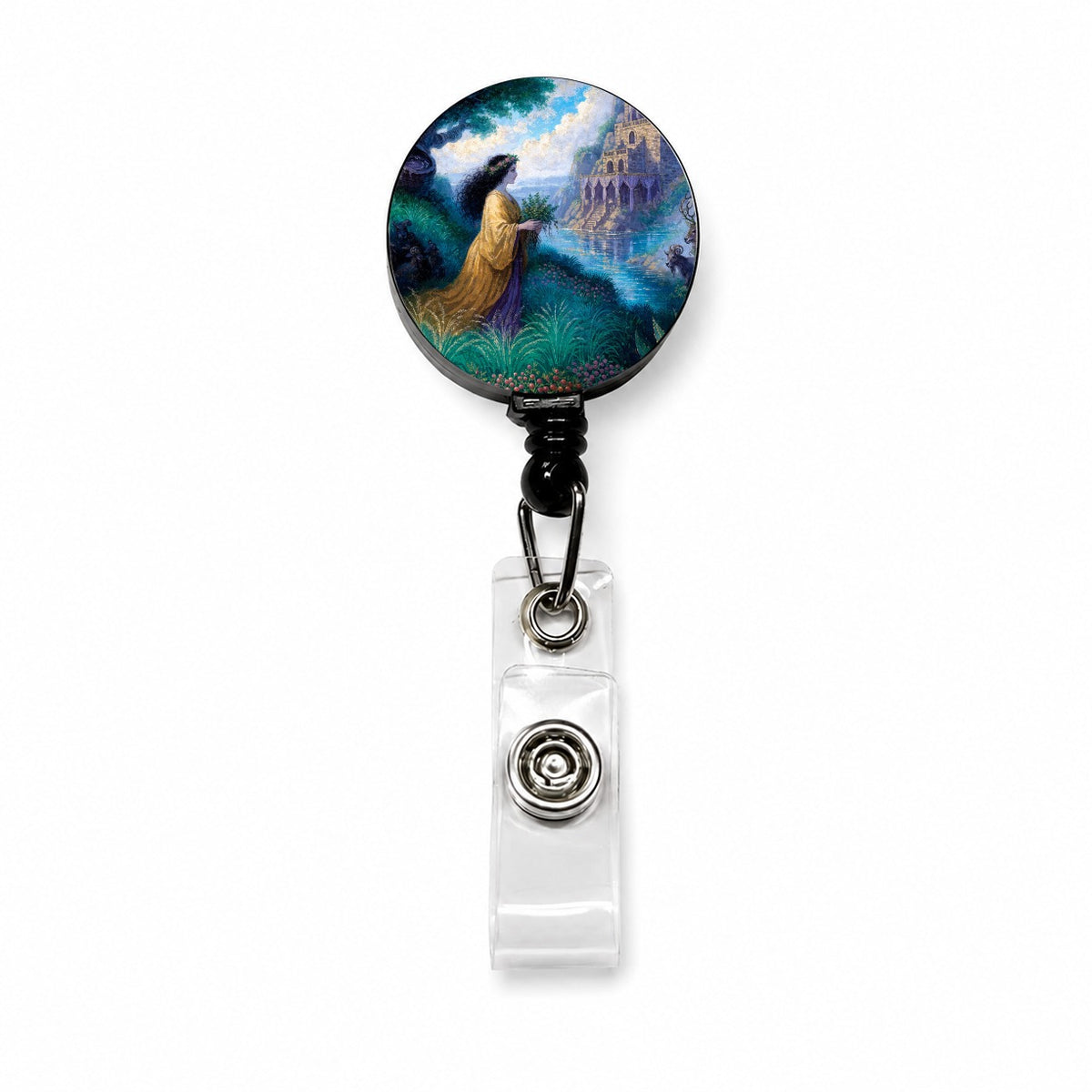 Circe Greek Enchantress Retractable ID Key Card Name Tag Badge Holder with Clip