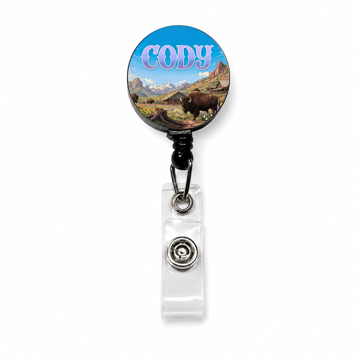 Cody Wyoming Travel Retractable ID Key Card Name Tag Badge Holder with Clip