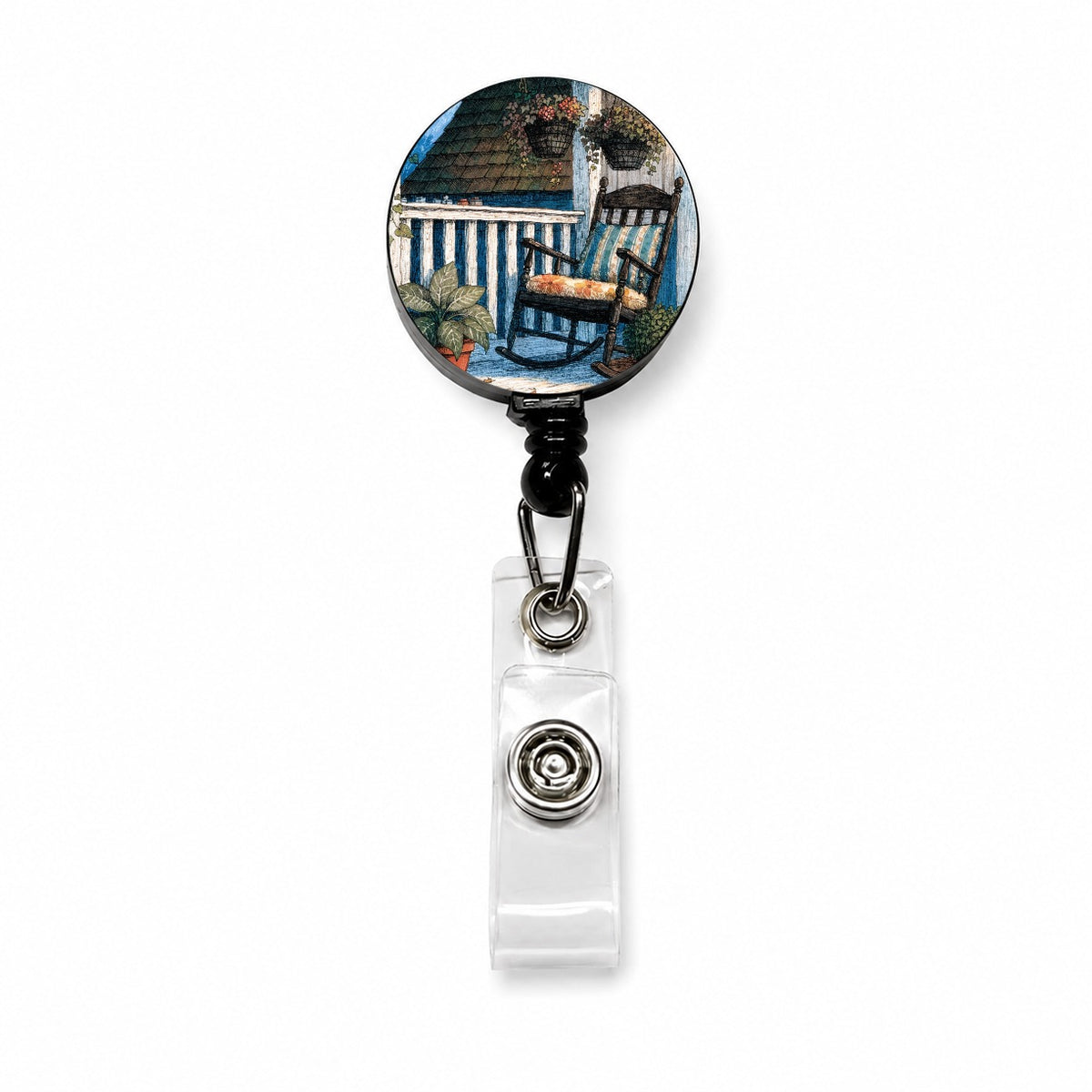 Cozy Cottage Porch Retractable ID Key Card Name Tag Badge Holder with Clip