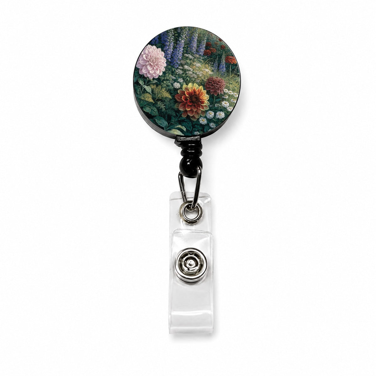 Cut Flower Cottage Garden Retractable ID Key Card Name Tag Badge Holder with Clip