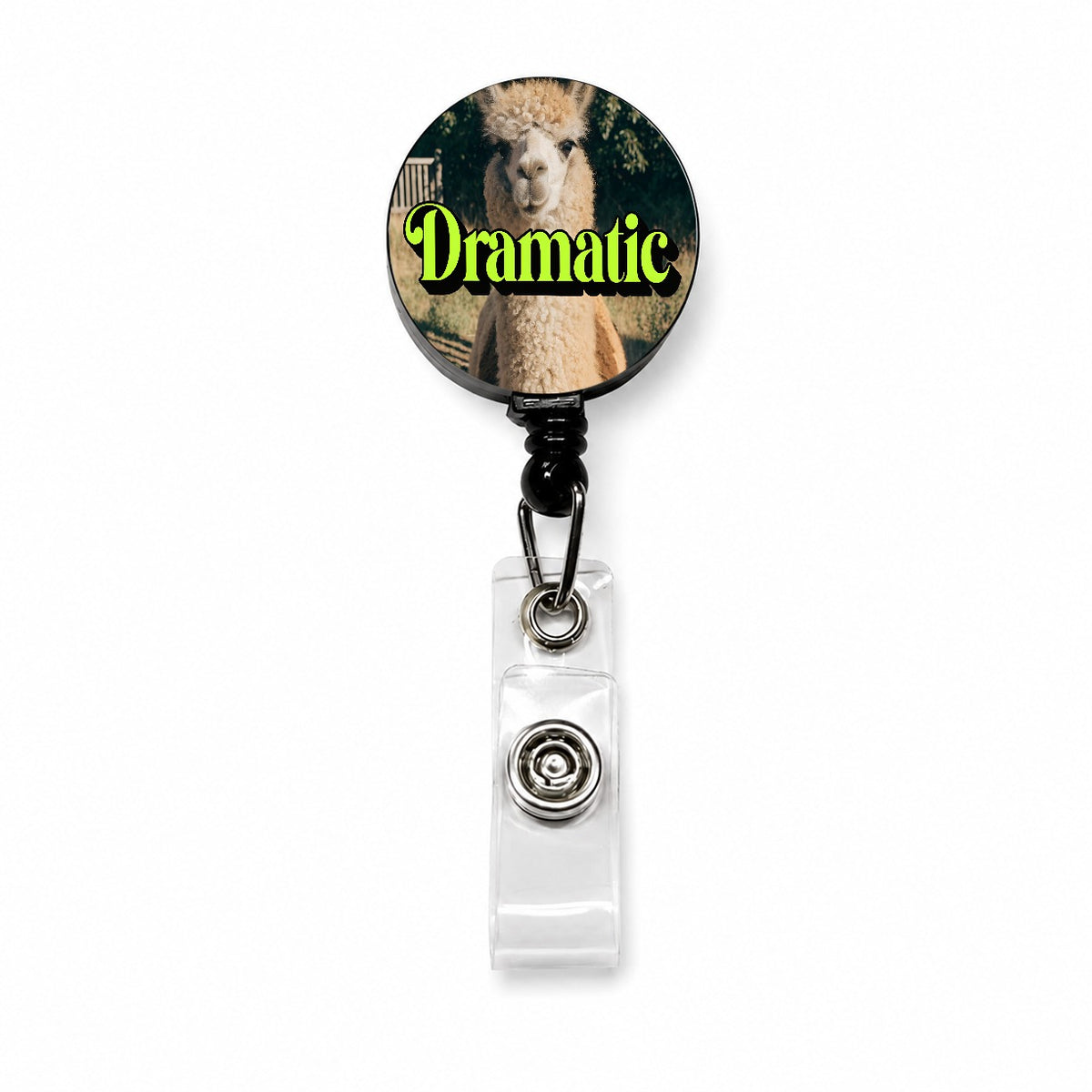 Dramatic Llama Funny Retractable ID Key Card Name Tag Badge Holder with Clip