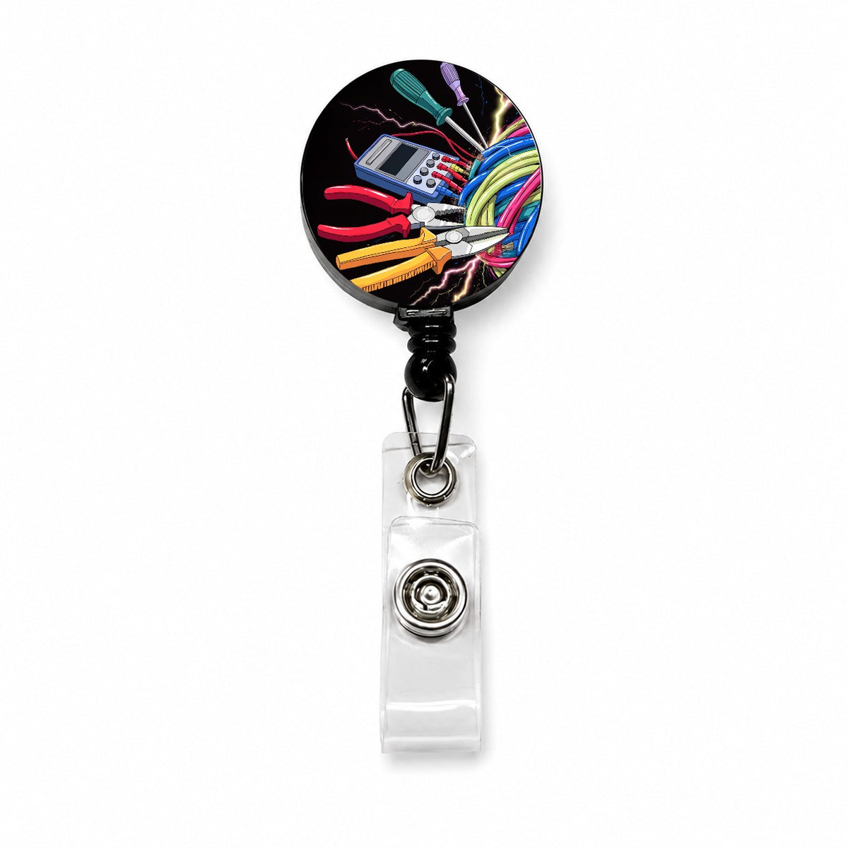 Electrician Tools Lightning Retractable ID Key Card Name Tag Badge Holder with Clip