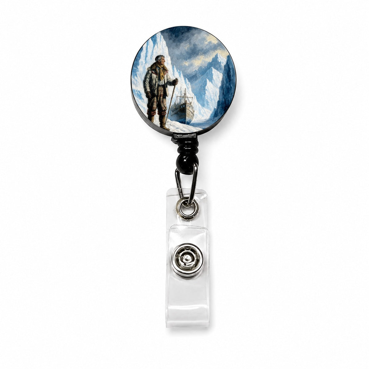 Ernest Shackleton Explorer Retractable ID Key Card Name Tag Badge Holder with Clip