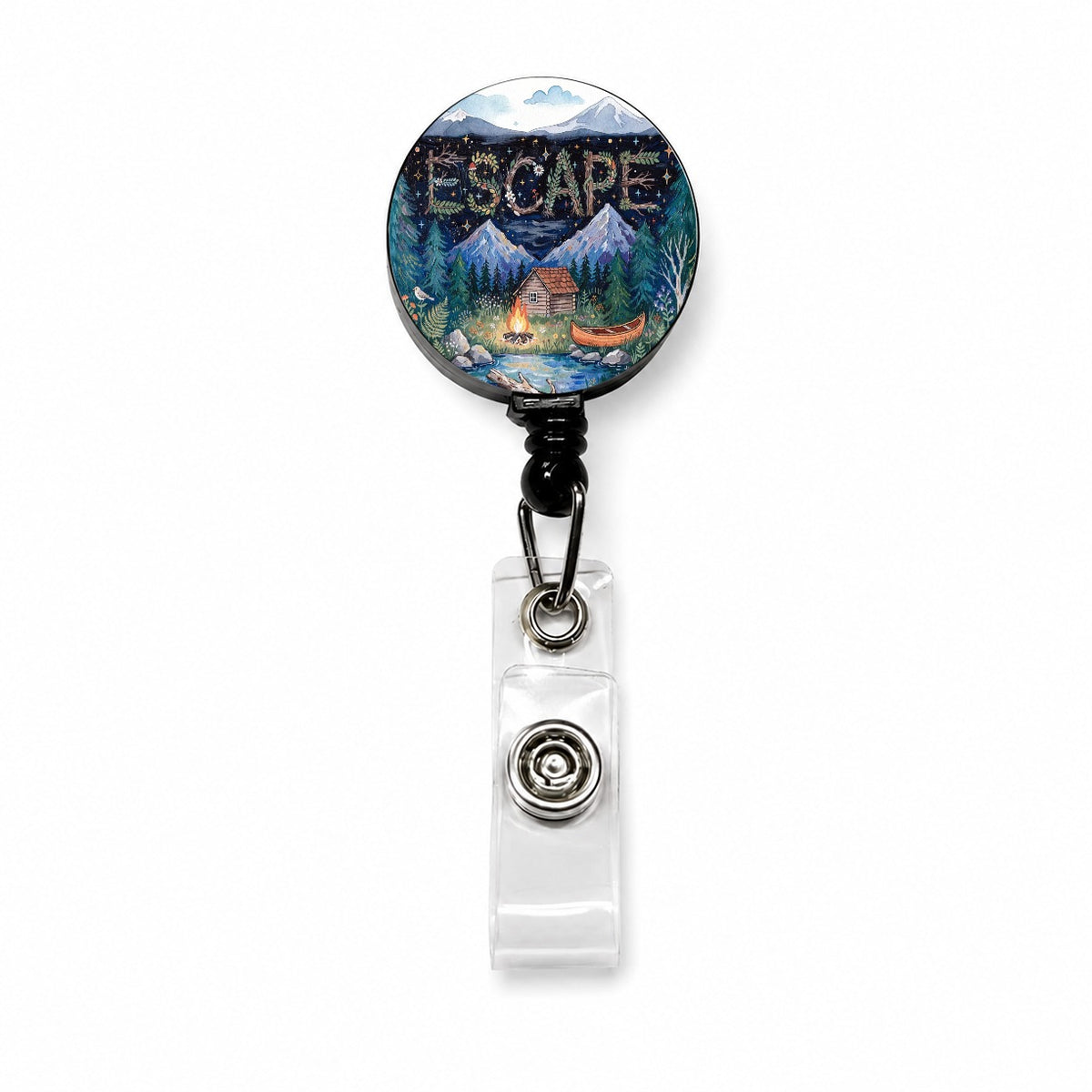 Escape Cozy Cabin Campfire Retractable ID Key Card Name Tag Badge Holder with Clip