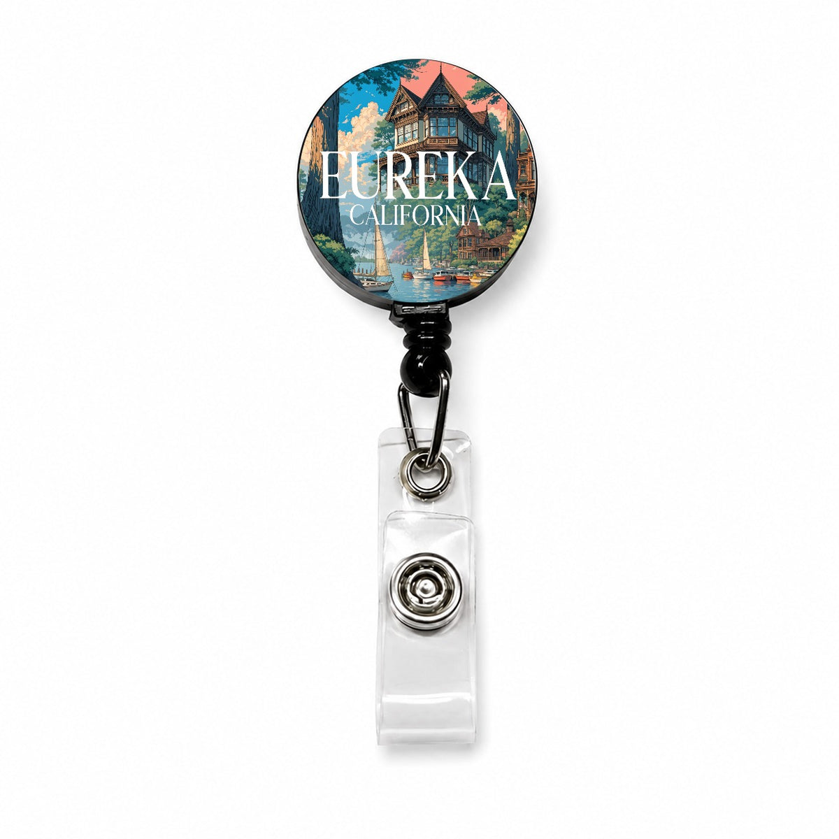 Eureka California Travel Retractable ID Key Card Name Tag Badge Holder with Clip