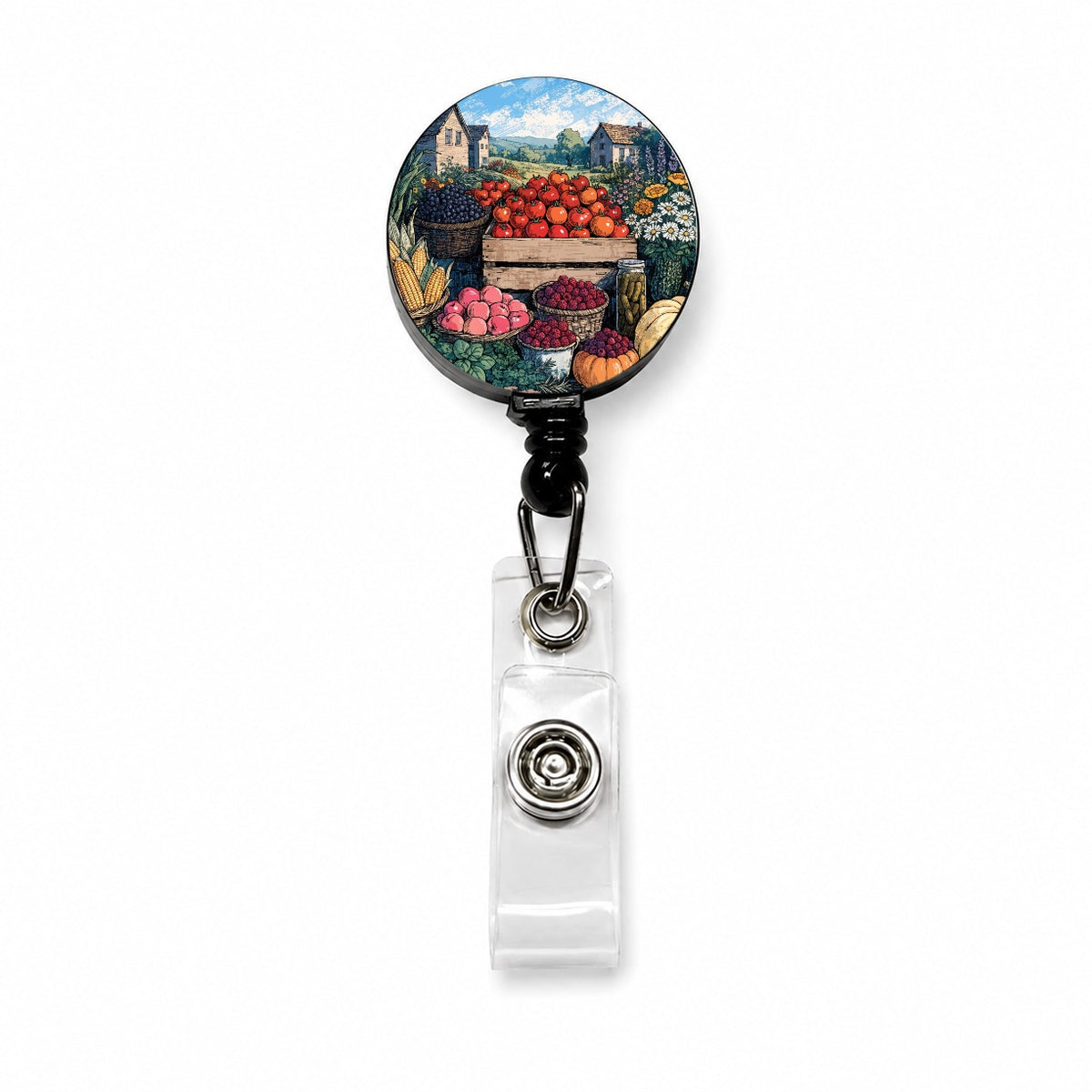 Farm Stand Garden Harvest Retractable ID Key Card Name Tag Badge Holder with Clip