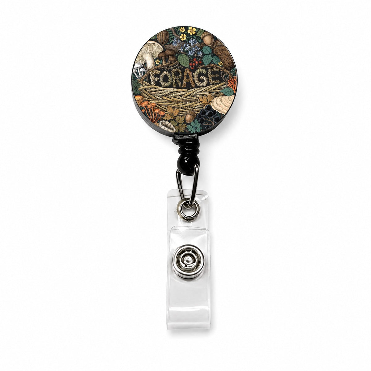 Forage Woodland Forest Mushrooms Retractable ID Key Card Name Tag Badge Holder with Clip