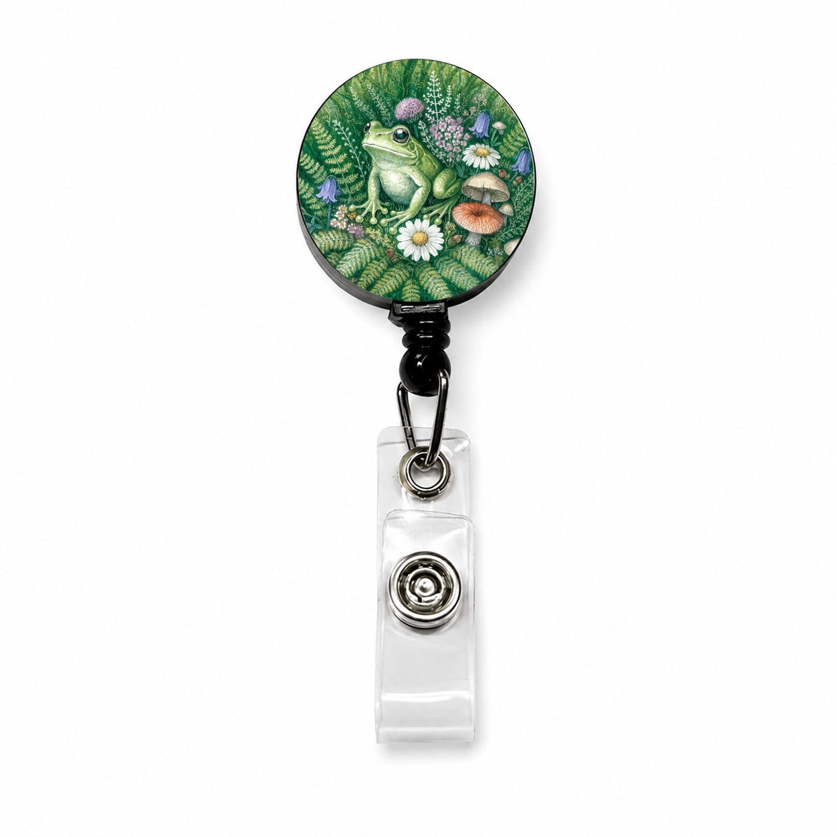 Frog Wildflower Garden Retractable ID Key Card Name Tag Badge Holder with Clip