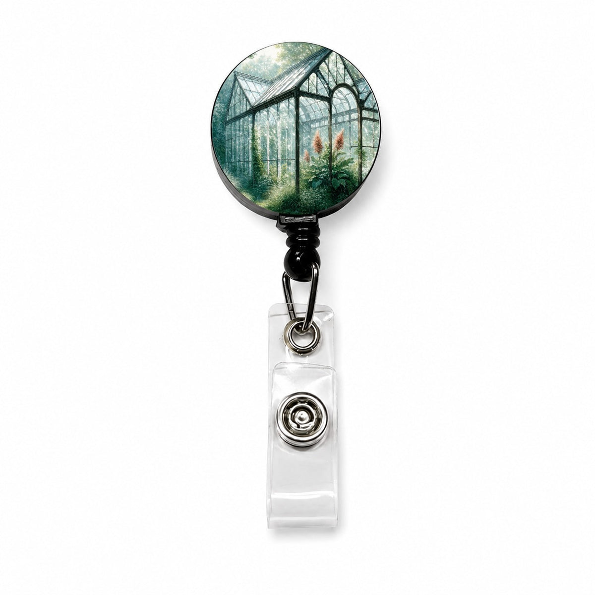 Garden Glass Conservatory Retractable ID Key Card Name Tag Badge Holder with Clip