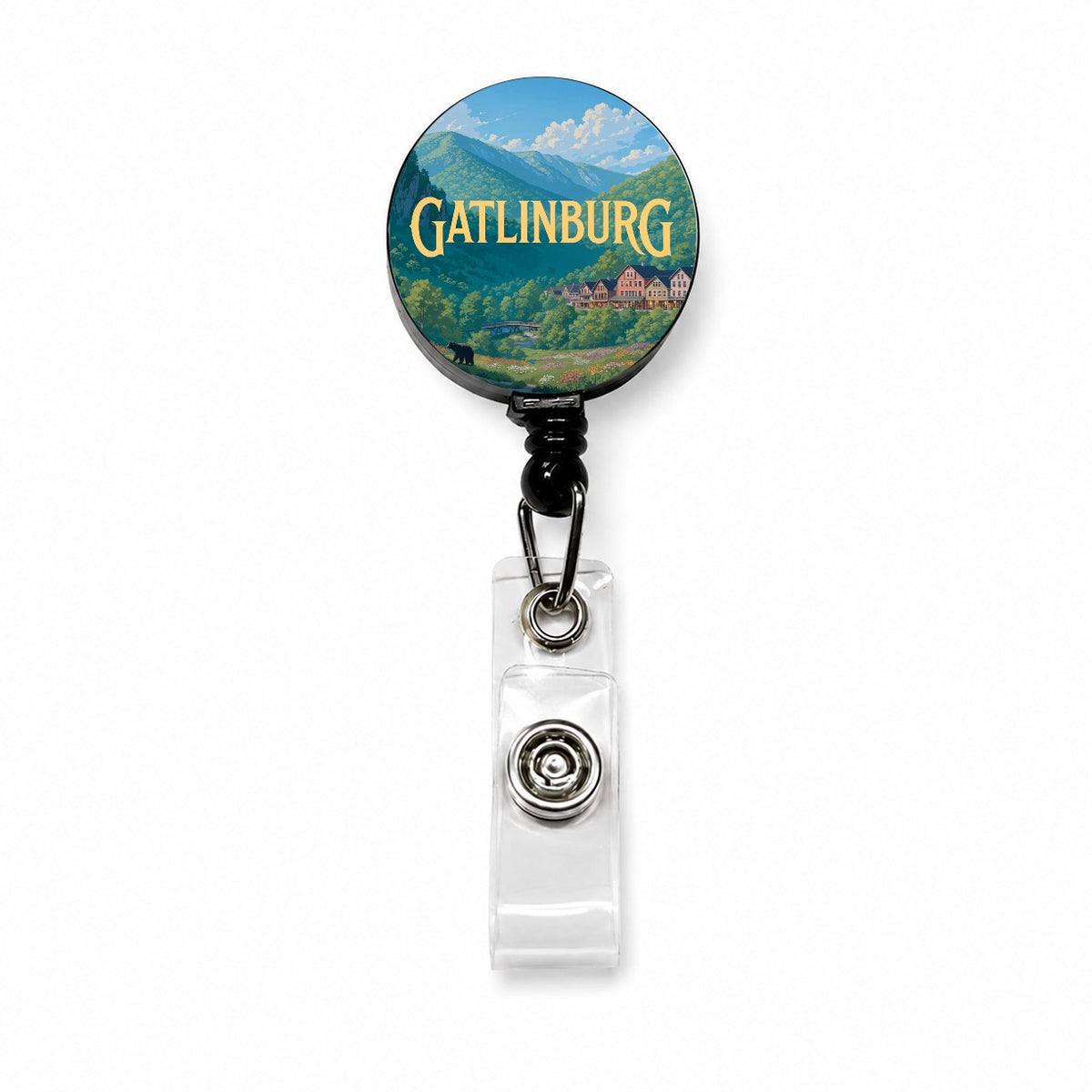 Gatlinburg Tennessee Travel Retractable ID Key Card Name Tag Badge Holder with Clip