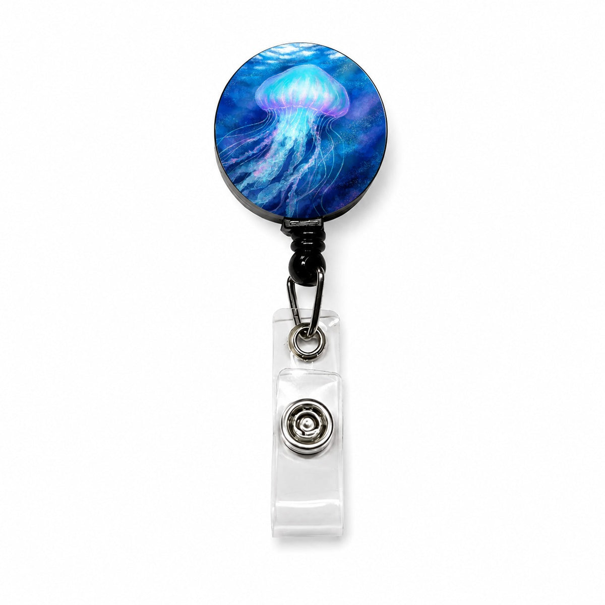 Glowing Jellyfish Ocean Retractable ID Key Card Name Tag Badge Holder with Clip
