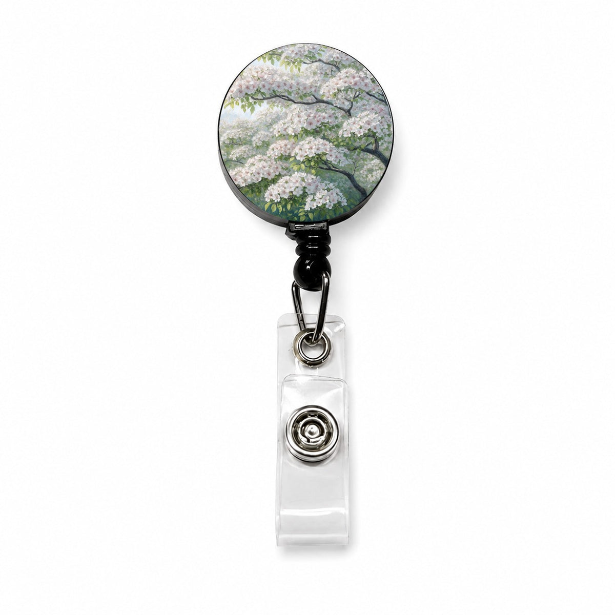 Graceful Flowering Dogwood Tree Retractable ID Key Card Name Tag Badge Holder with Clip