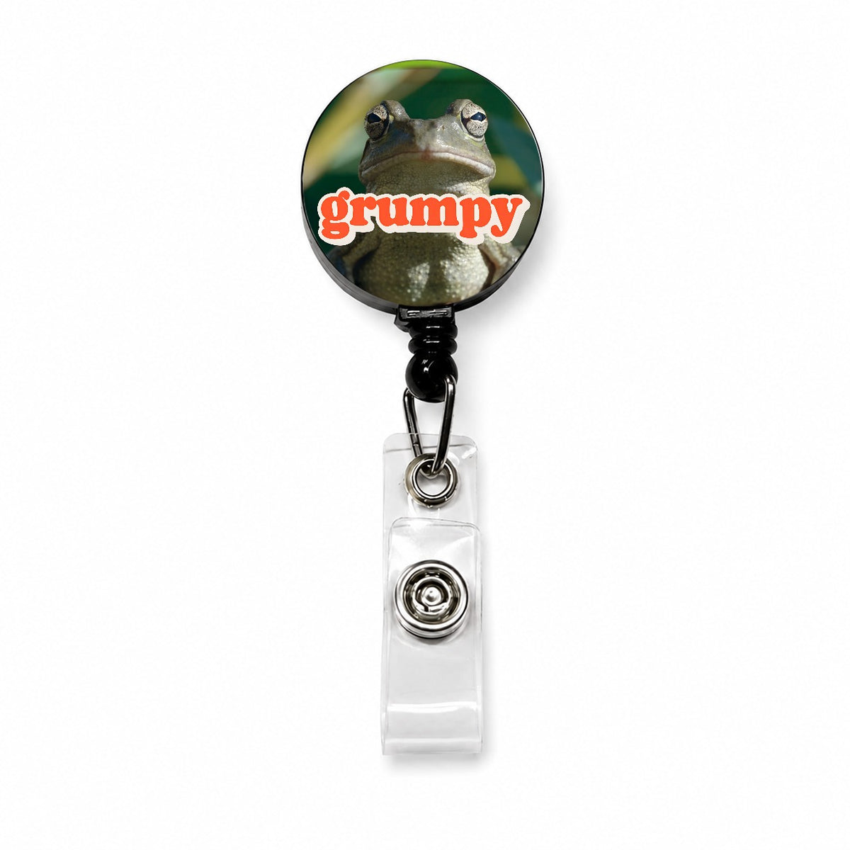 Grumpy Frog Funny Retractable ID Key Card Name Tag Badge Holder with Clip