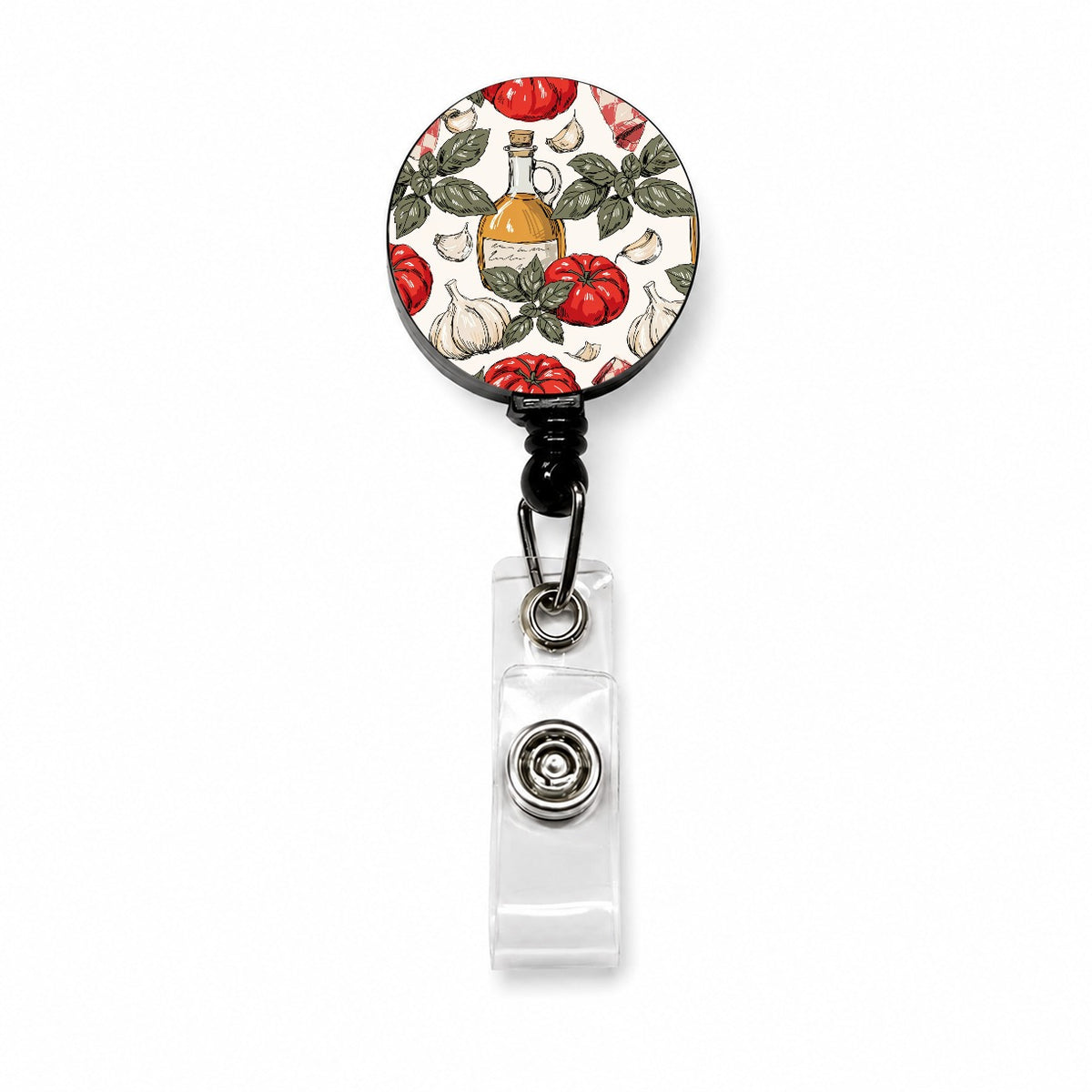 Heirloom Tomatoes Basil Garlic Retractable ID Key Card Name Tag Badge Holder with Clip