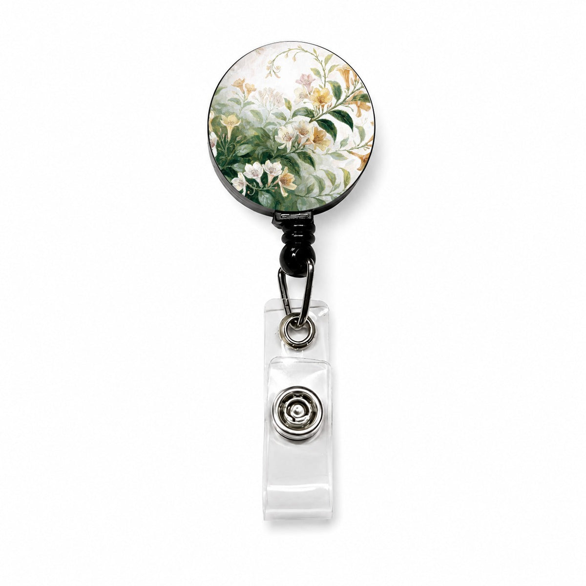Honeysuckle Flowers Flowering Vine Retractable ID Key Card Name Tag Badge Holder with Clip