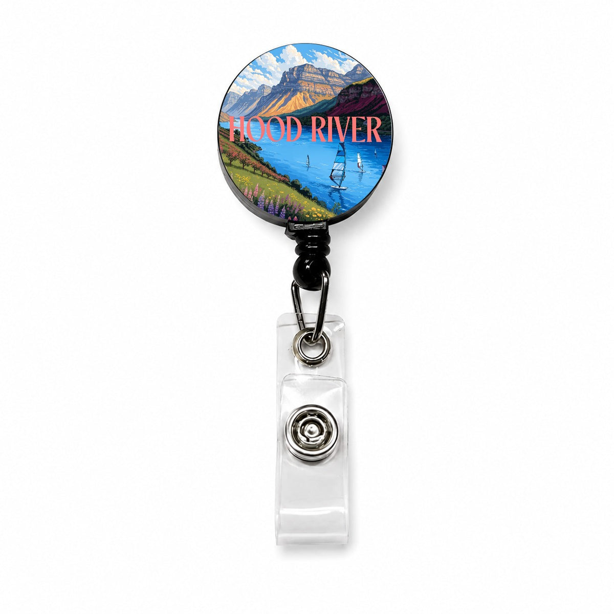 Hood River Oregon Travel Retractable ID Key Card Name Tag Badge Holder with Clip