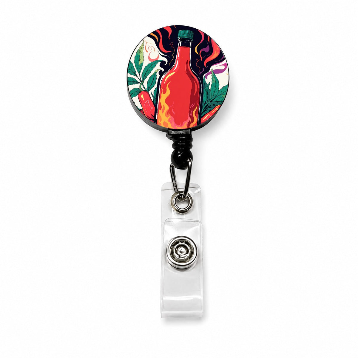 Hot Sauce Peppers Retractable ID Key Card Name Tag Badge Holder with Clip