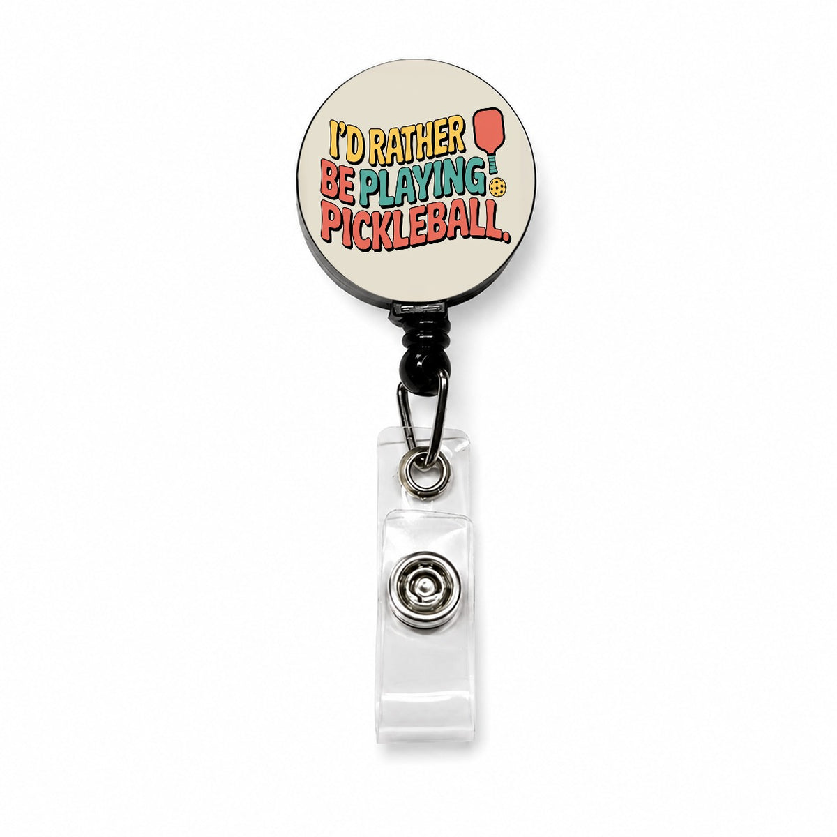 I'd Rather Be Playing Pickleball Retractable ID Key Card Name Tag Badge Holder with Clip