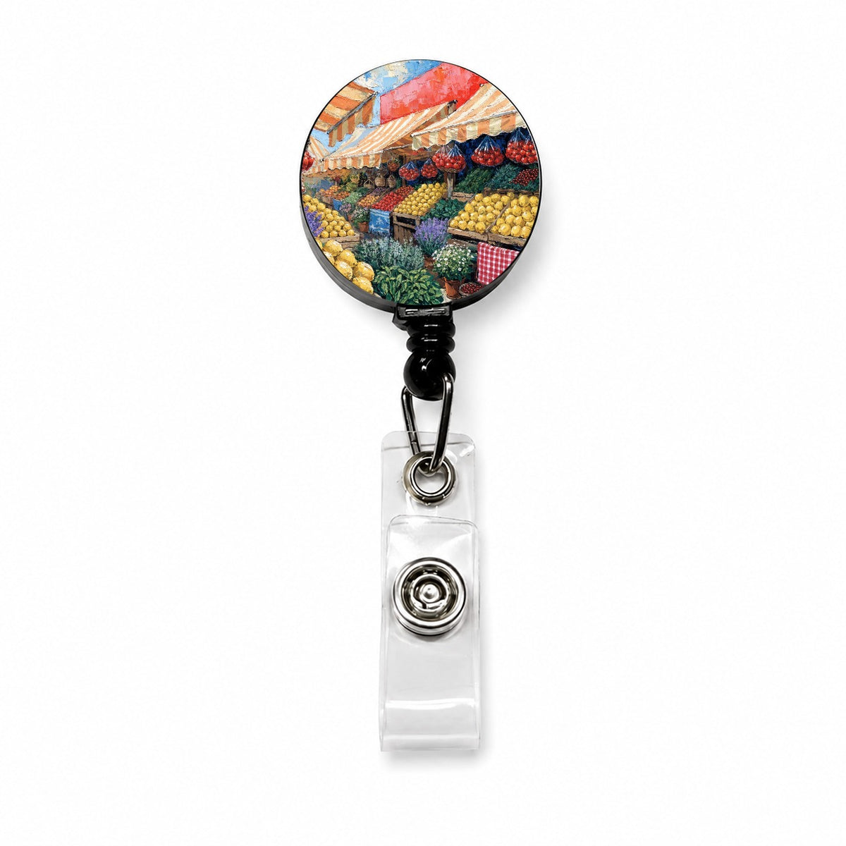 Italian Market Summer Retractable ID Key Card Name Tag Badge Holder with Clip