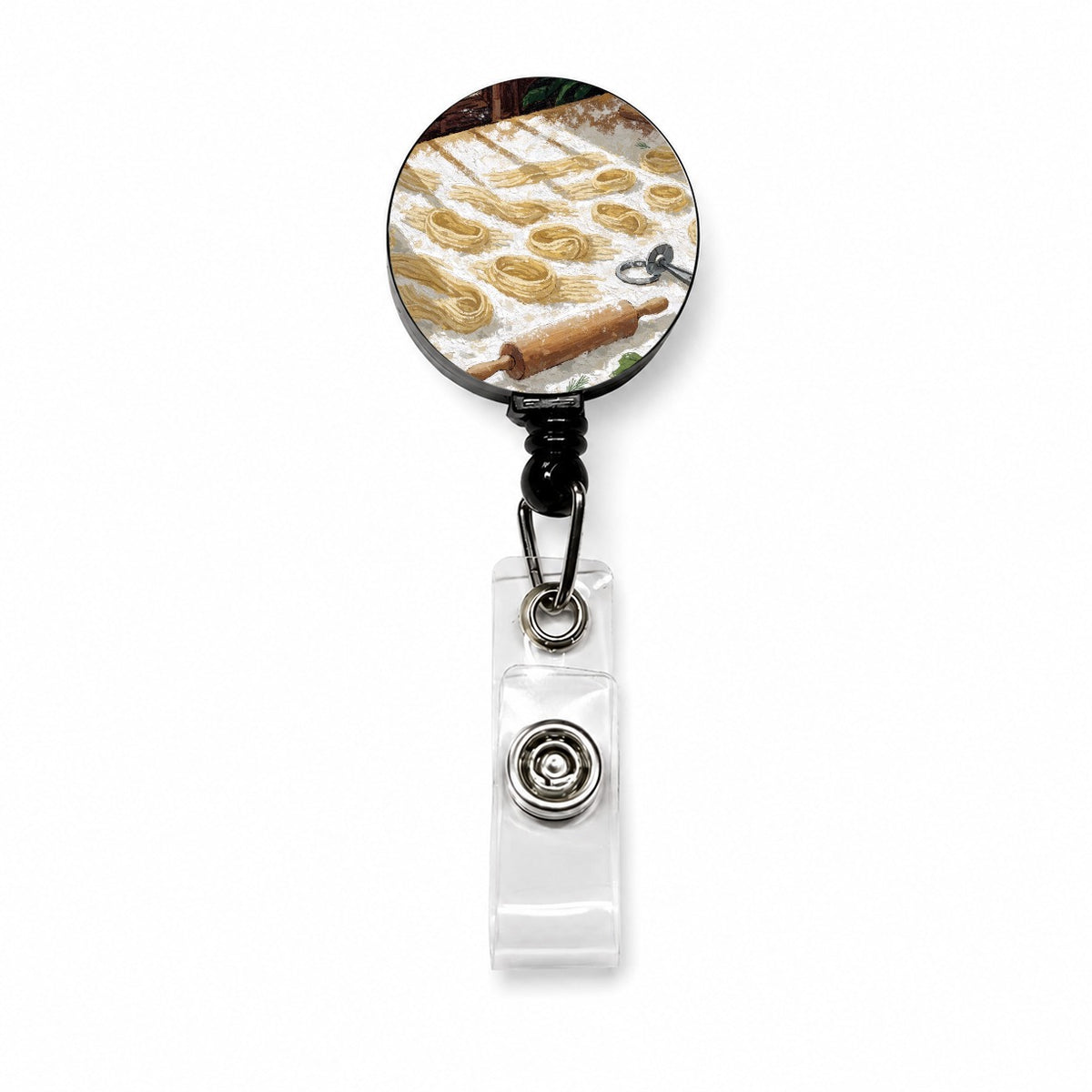 Italian Pasta Making Retractable ID Key Card Name Tag Badge Holder with Clip