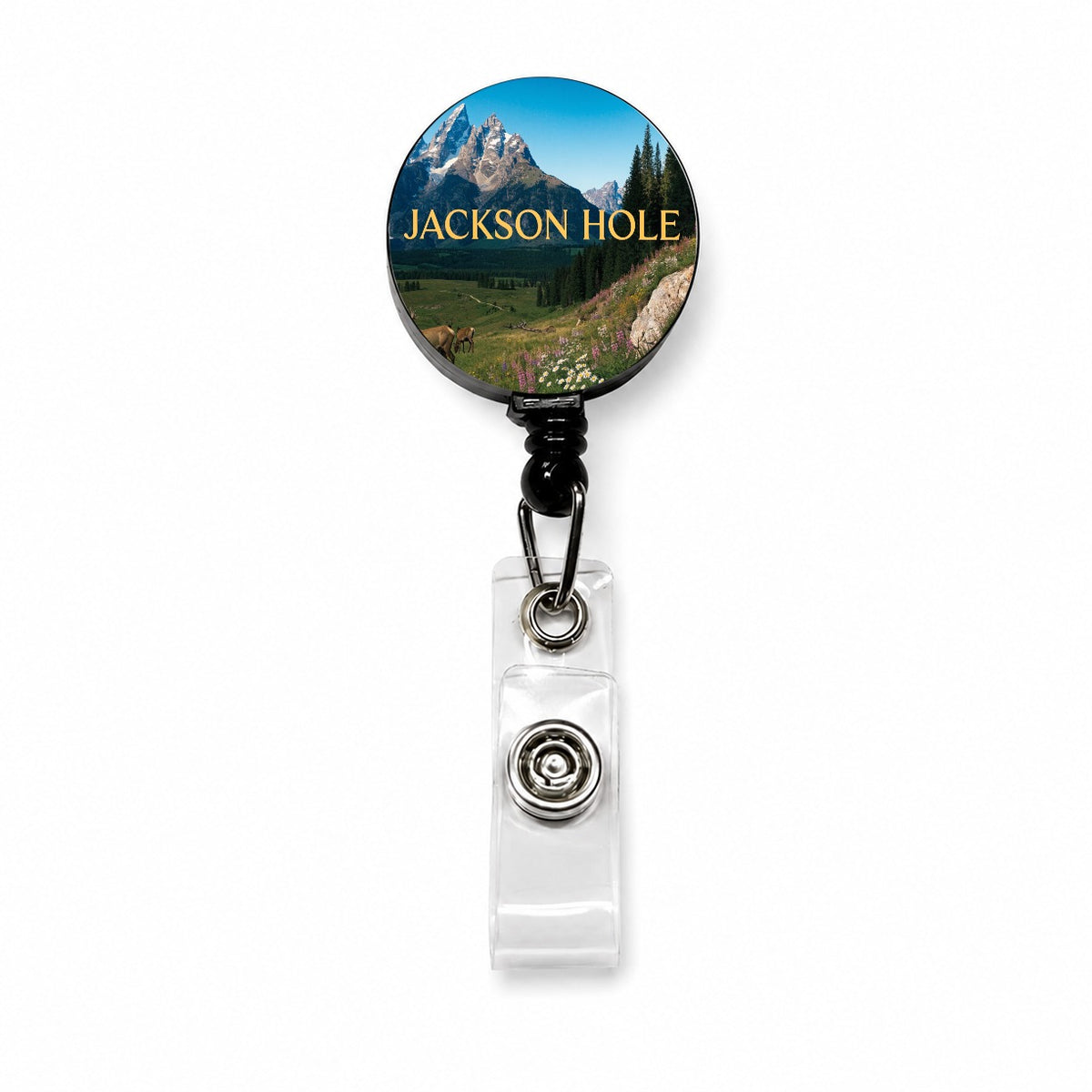 Jackson Hole Wyoming Travel Scenic Retractable ID Key Card Name Tag Badge Holder with Clip