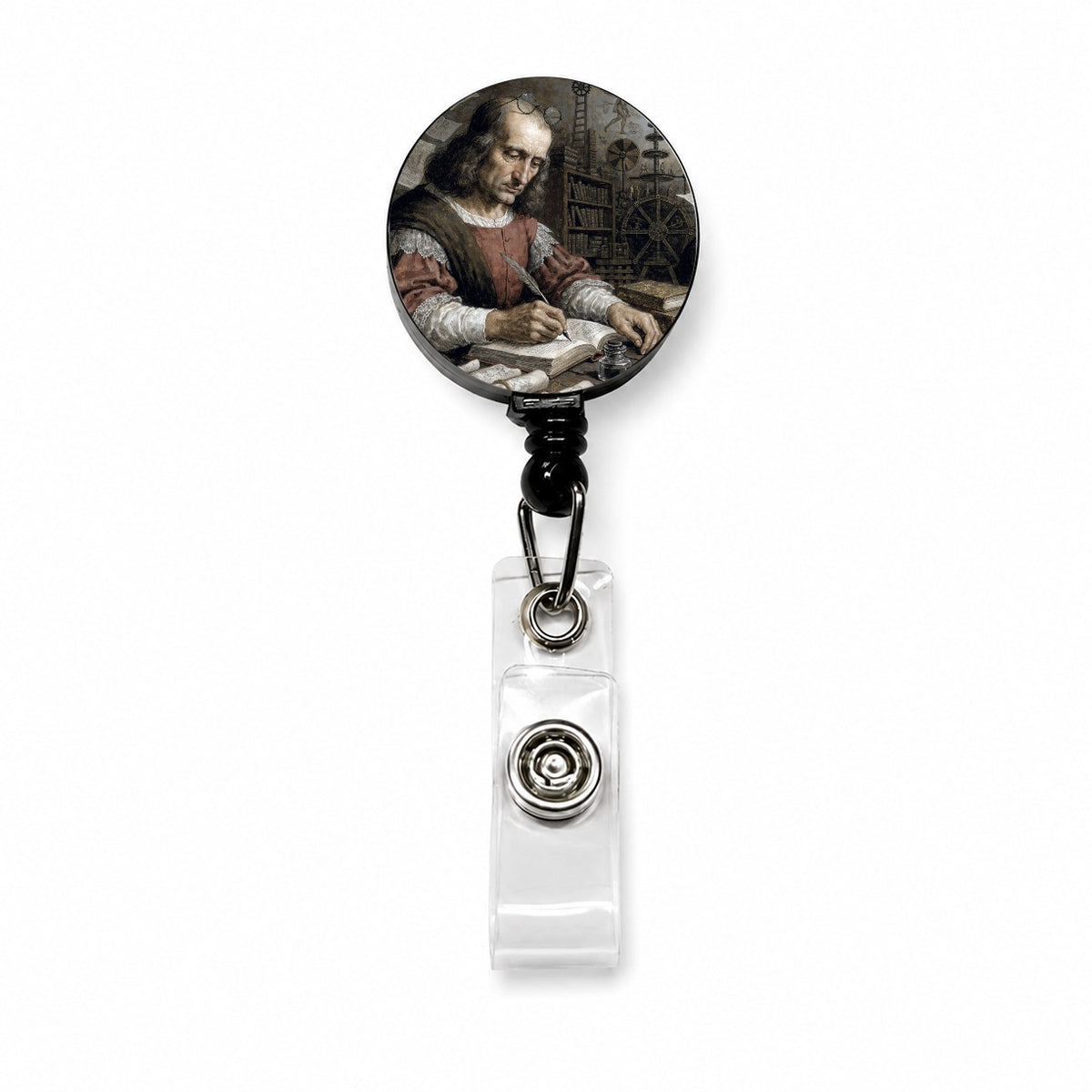 Leonardo Da Vinci Retractable ID Key Card Name Tag Badge Holder with Clip
