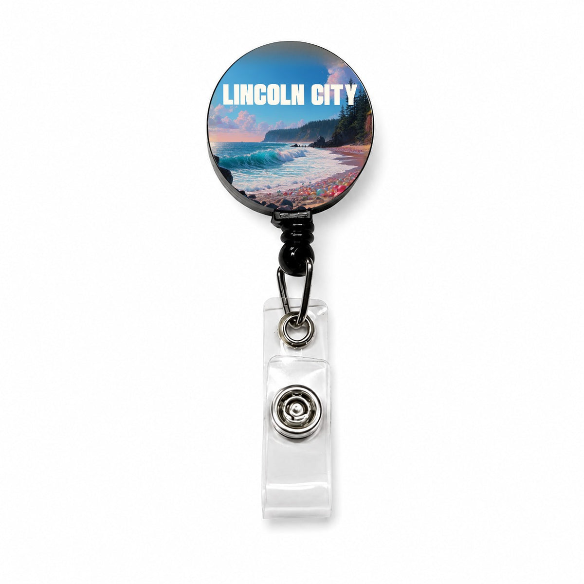 Lincoln City Oregon Travel Retractable ID Key Card Name Tag Badge Holder with Clip
