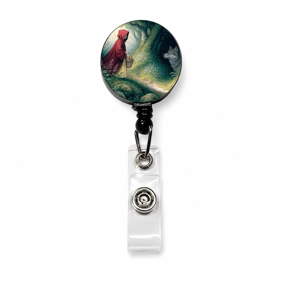 Little Red Riding Hood Retractable ID Key Card Name Tag Badge Holder with Clip