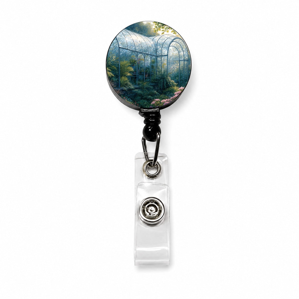 Lush Garden Glass Conservatory Retractable ID Key Card Name Tag Badge Holder with Clip