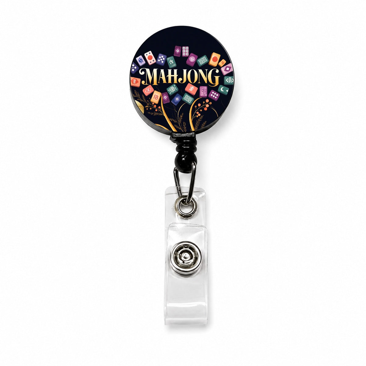 Mahjong Game Tiles Elegant Retractable ID Key Card Name Tag Badge Holder with Clip
