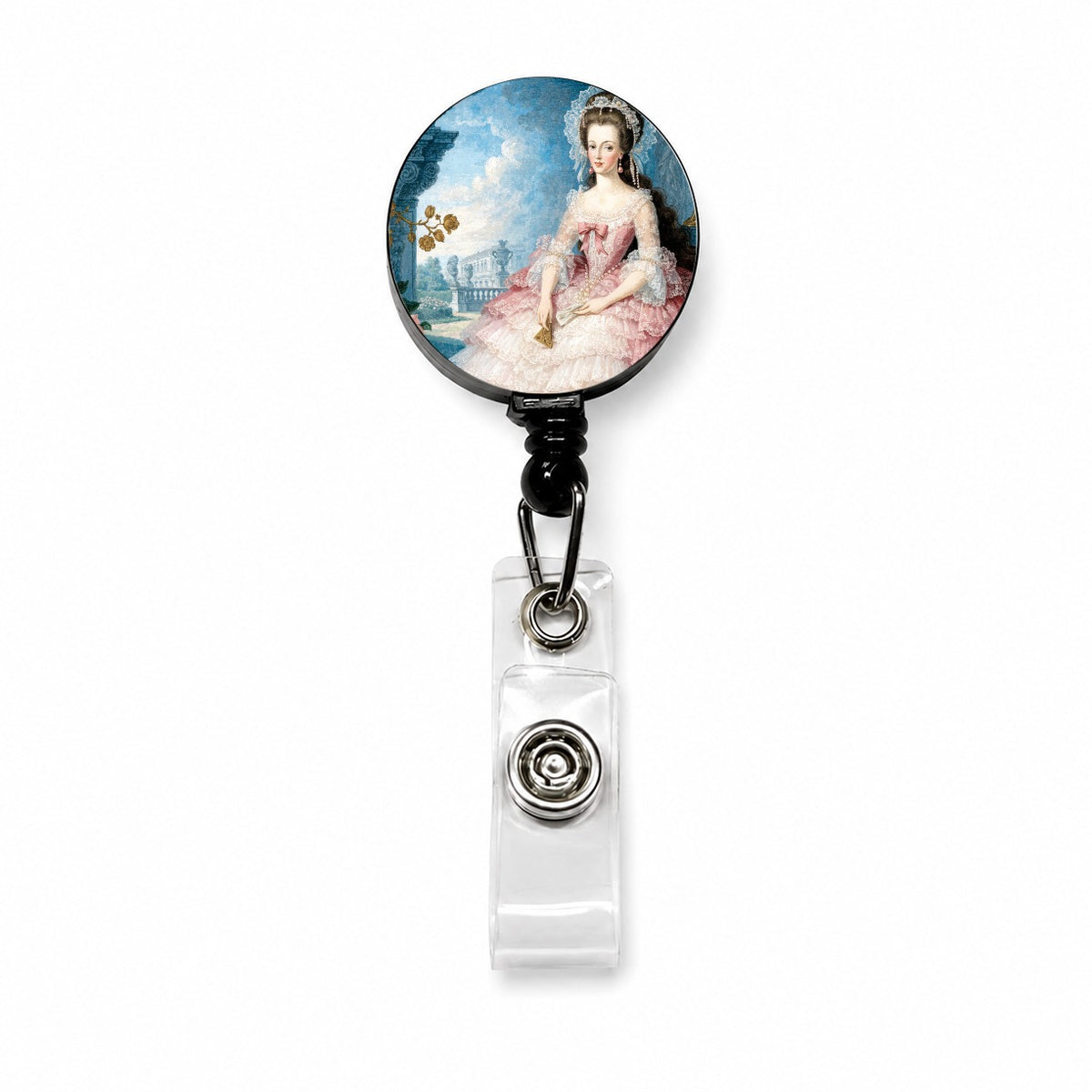 Marie Antoinette French Queen Retractable ID Key Card Name Tag Badge Holder with Clip