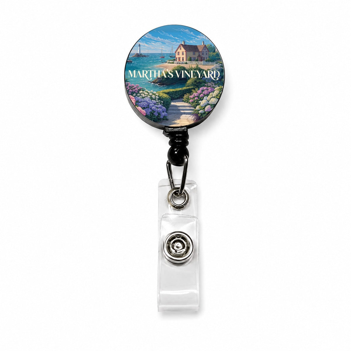 Martha's Vineyard Massachusetts Travel Retractable ID Key Card Name Tag Badge Holder with Clip