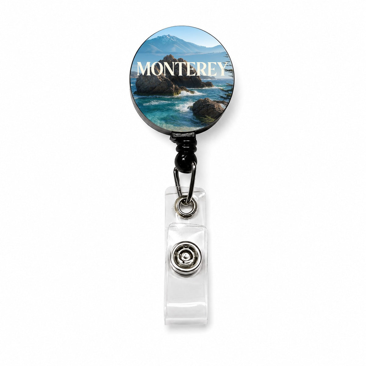 Monterey California Travel Ocean Retractable ID Key Card Name Tag Badge Holder with Clip