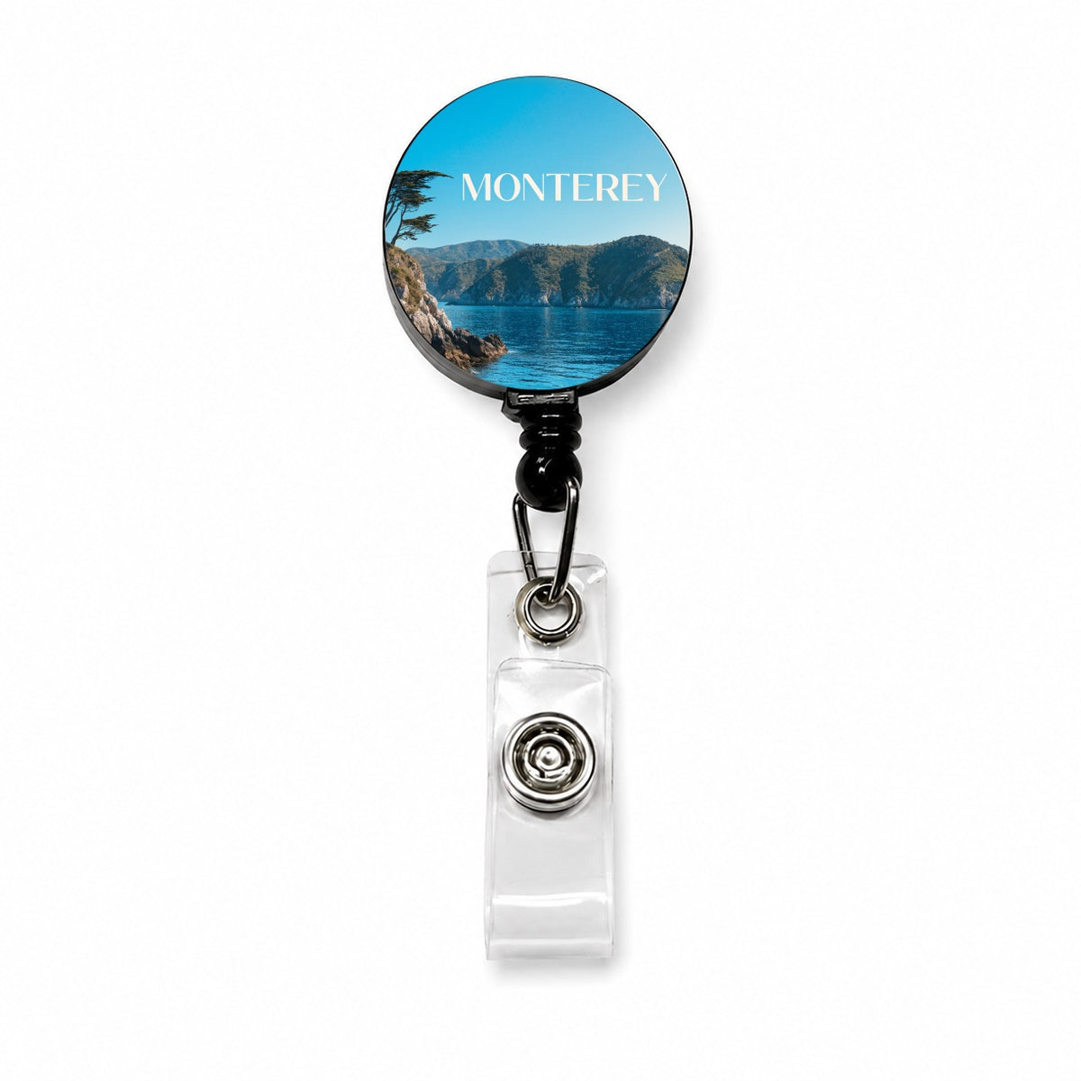 Monterey California Travel Retractable ID Key Card Name Tag Badge Holder with Clip
