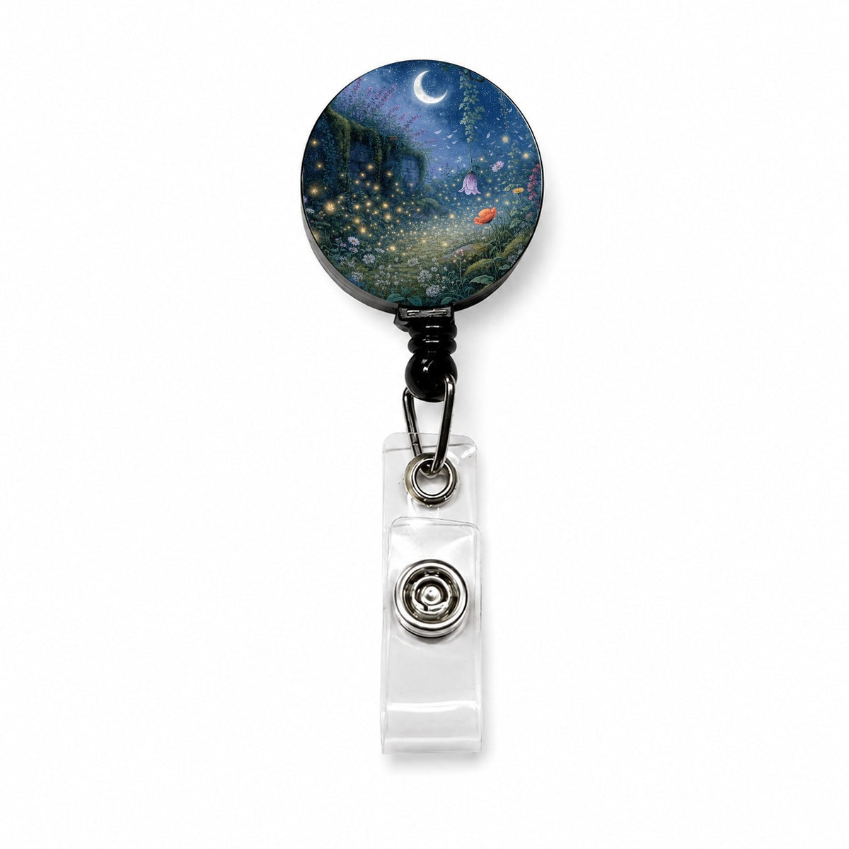 Moonlit Firefly Garden Retractable ID Key Card Name Tag Badge Holder with Clip