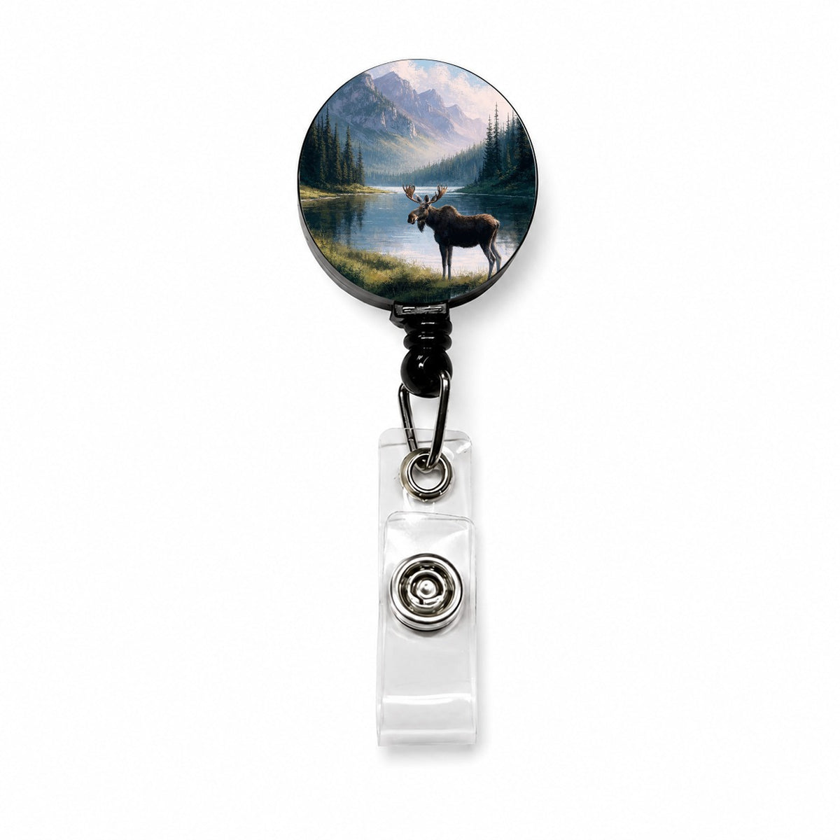Moose Mountain Lake Retractable ID Key Card Name Tag Badge Holder with Clip