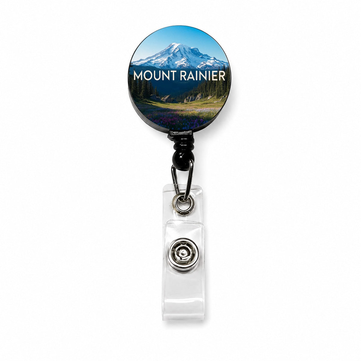 Mount Rainier Washington Travel Retractable ID Key Card Name Tag Badge Holder with Clip