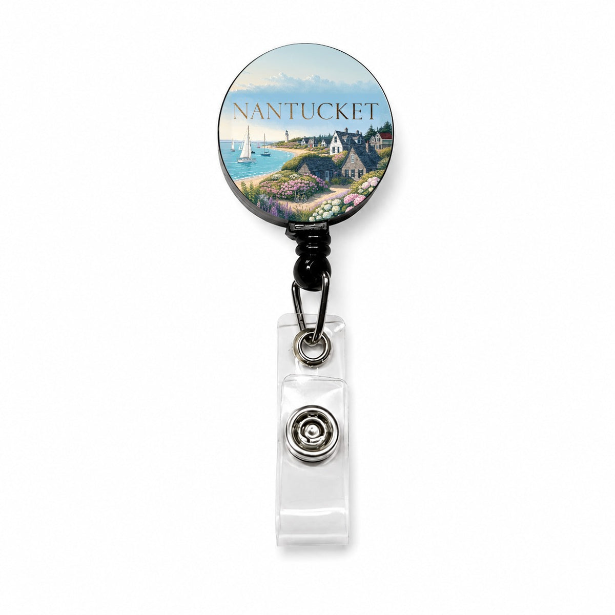 Nantucket Massachusetts Travel Retractable ID Key Card Name Tag Badge Holder with Clip