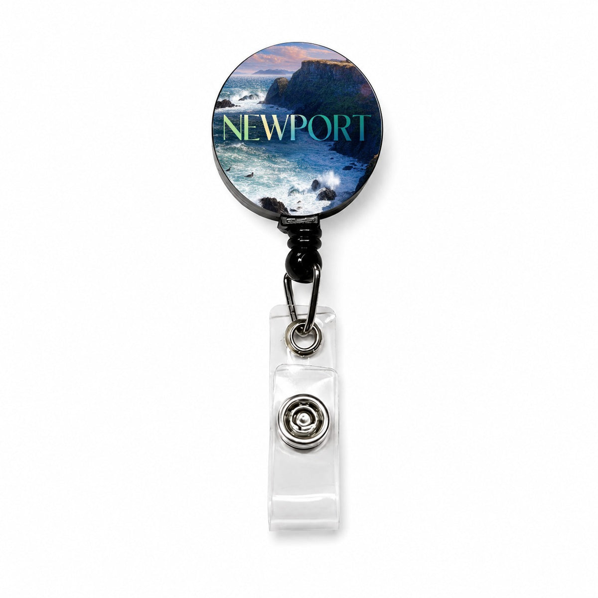 Newport Oregon Travel Retractable ID Key Card Name Tag Badge Holder with Clip