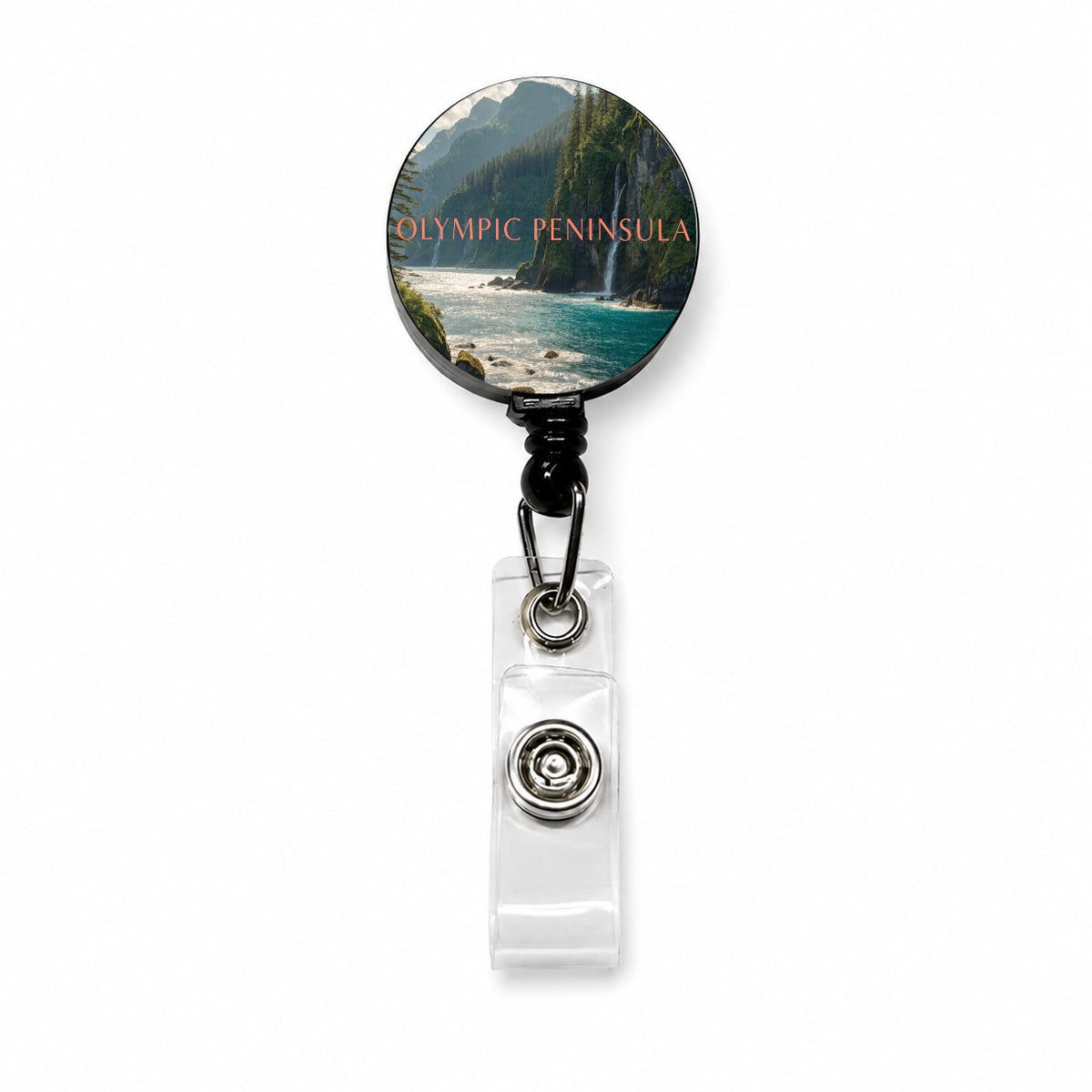 Olympic Peninsula Washington Travel Retractable ID Key Card Name Tag Badge Holder with Clip