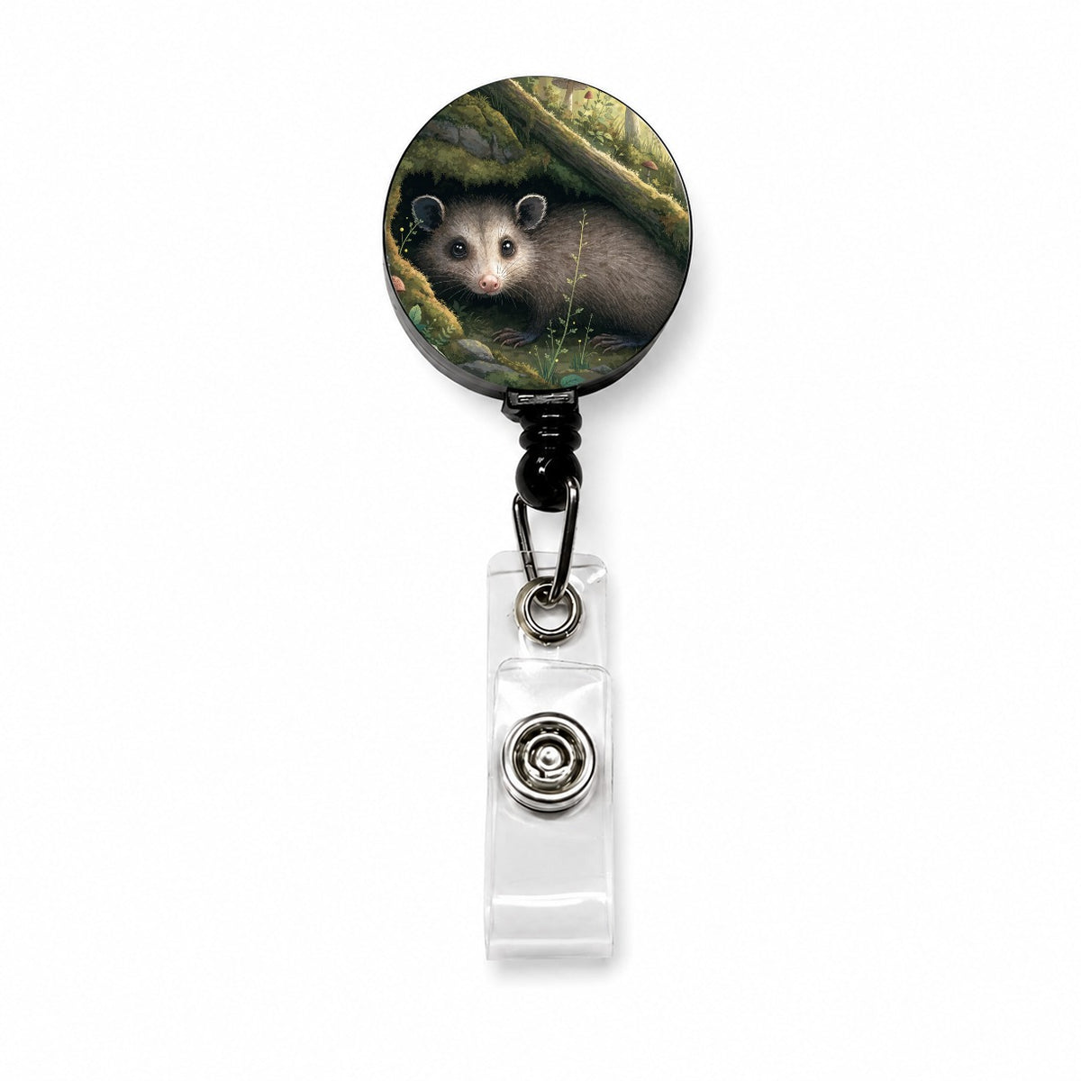 Opossum Woodland Garden Retractable ID Key Card Name Tag Badge Holder with Clip
