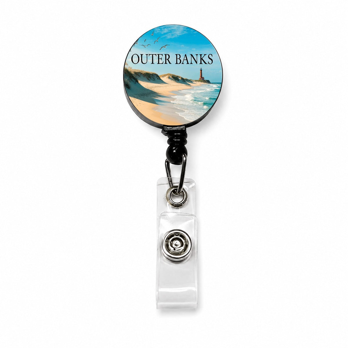 Outer Banks North Carolina Travel Beach Retractable ID Key Card Name Tag Badge Holder with Clip