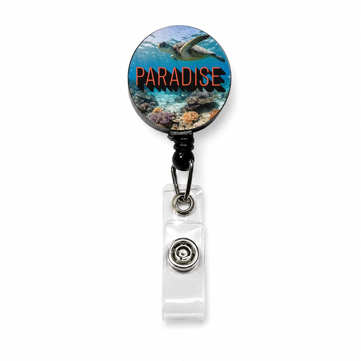 Paradise Ocean Swimming Turtle Retractable ID Key Card Name Tag Badge Holder with Clip