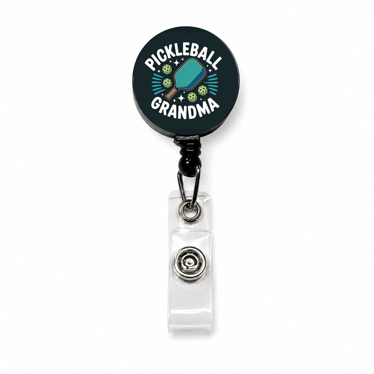 Pickleball Grandma Retractable ID Key Card Name Tag Badge Holder with Clip