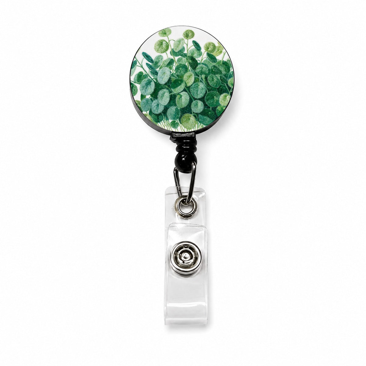 Pilea Chinese Money Plant Retractable ID Key Card Name Tag Badge Holder with Clip